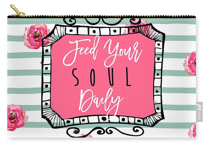 Polka Dots Zip Pouch featuring the painting Feed Your Soul Daily by Mindy Sommers