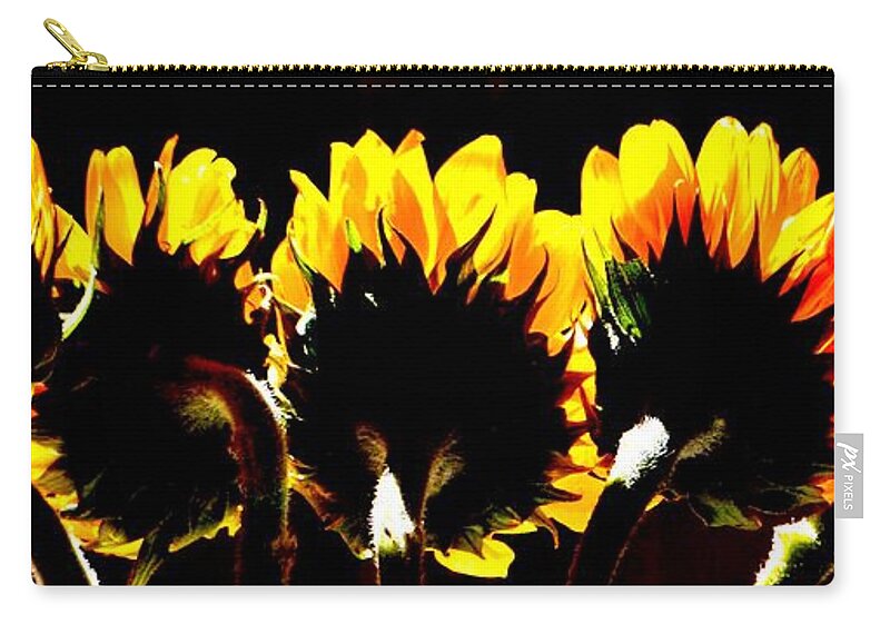 Sunflowers Zip Pouch featuring the photograph Soaking up Sun by Eileen Brymer