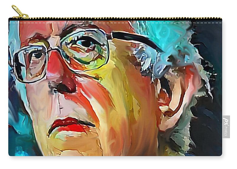 Bernie Sanders Zip Pouch featuring the mixed media Feel the Bern by Russell Pierce