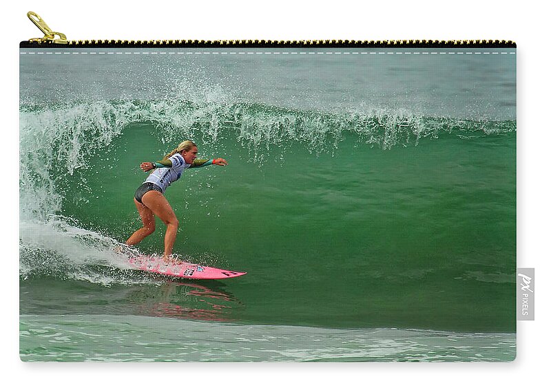 Surfers Zip Pouch featuring the photograph Felicity Palmateer Surfing by Waterdancer