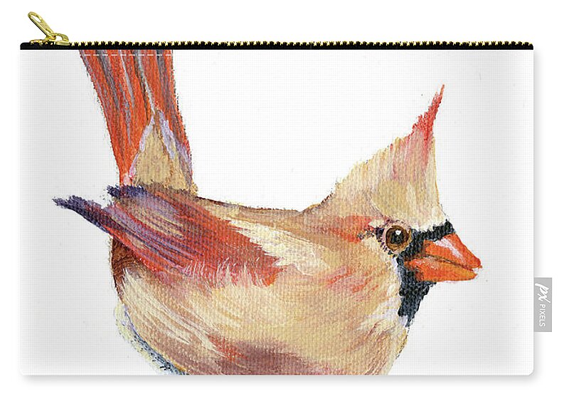Cardinal Carry-all Pouch featuring the painting Female Cardinal by Donna Tucker