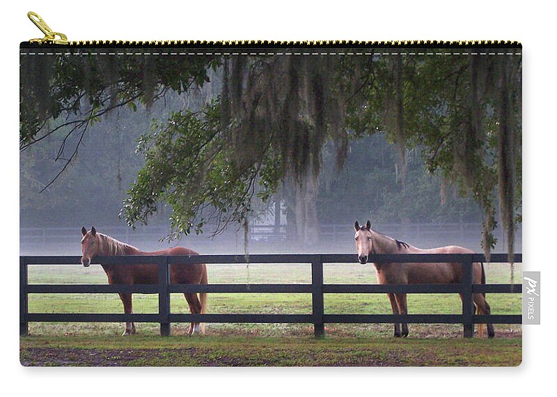 Horses Zip Pouch featuring the photograph Fenced In by Jerry Griffin