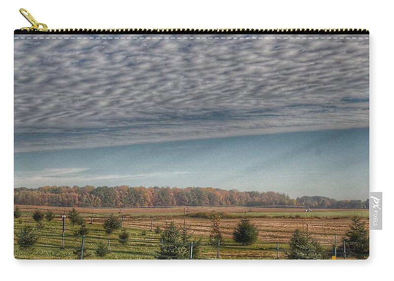 Barn Zip Pouch featuring the photograph 9017 - Fences, Firs and Fall by Sheryl L Sutter