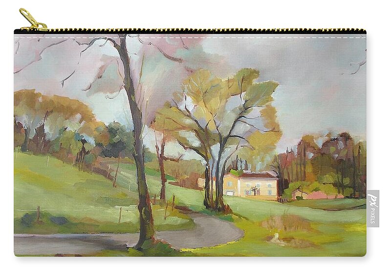  Zip Pouch featuring the painting Fenioux 1 by Kim PARDON