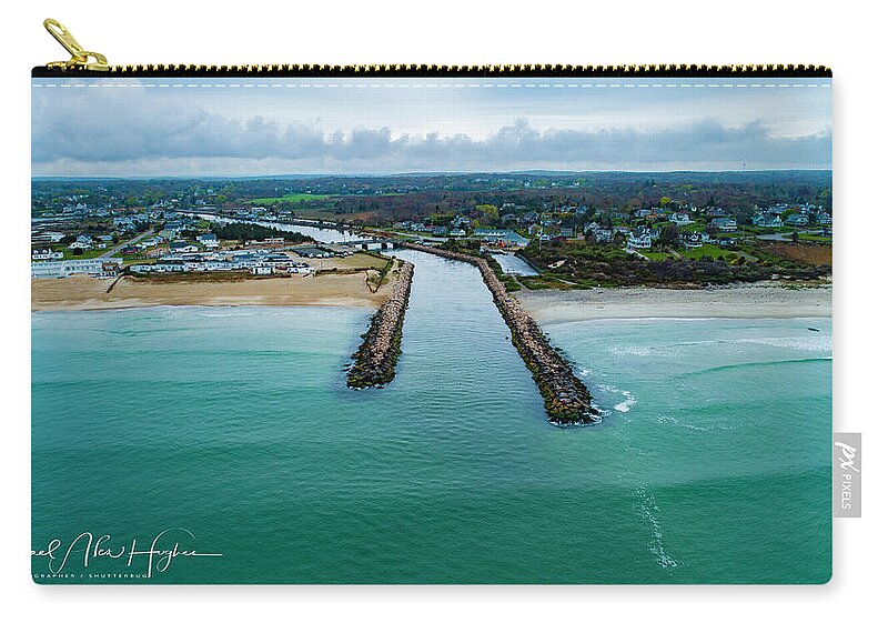 Fenway Beach Zip Pouch featuring the photograph Fenway Beach Breakwater by Veterans Aerial Media LLC