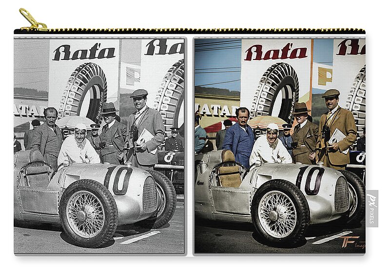 Autounion Carry-all Pouch featuring the photograph Ferdinand Porsche and Hans Stuck by Franchi Torres