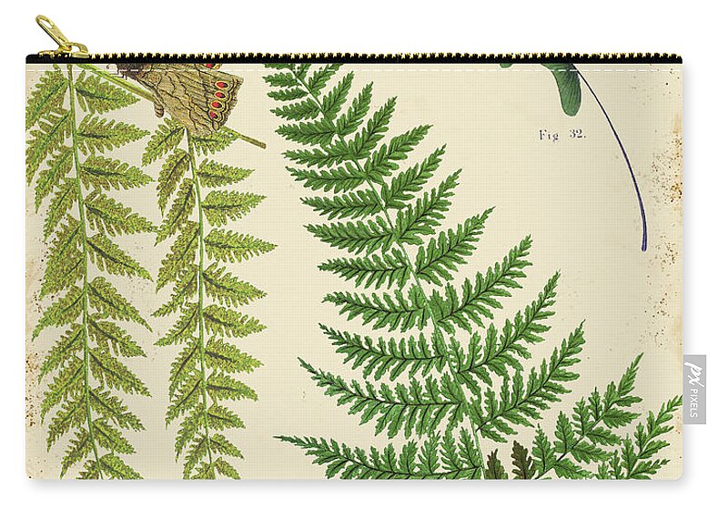 Fern Zip Pouch featuring the digital art Ferns on Tin-A-JP2005 by Jean Plout
