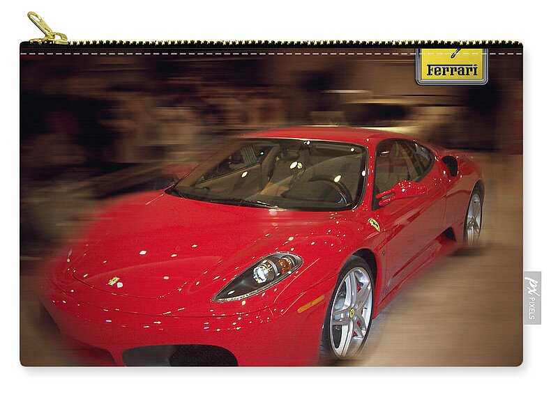 �auto Corner� Collection By Serge Averbukh Zip Pouch featuring the photograph Ferrari F430 - The Red Beast by Serge Averbukh