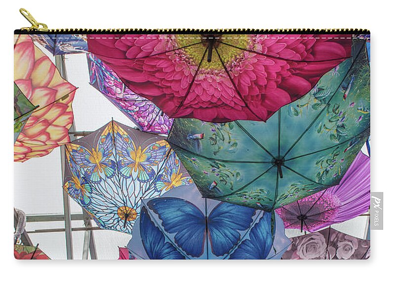 Umbrellas Zip Pouch featuring the photograph Festival of umbrellas by Patricia Dennis