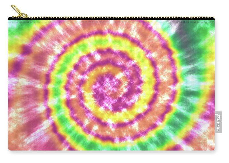 Festival Zip Pouch featuring the mixed media Festival Spiral Bright Colors- Art by Linda Woods by Linda Woods