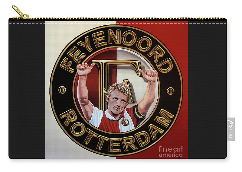 Feyenoord Zip Pouch featuring the painting Feyenoord Rotterdam Painting by Paul Meijering