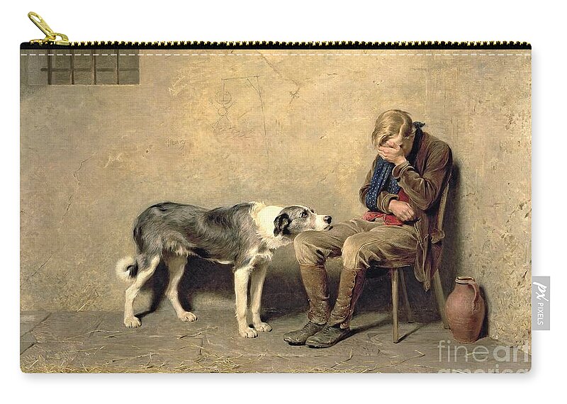Fidelity Zip Pouch featuring the painting Fidelity by Briton Riviere