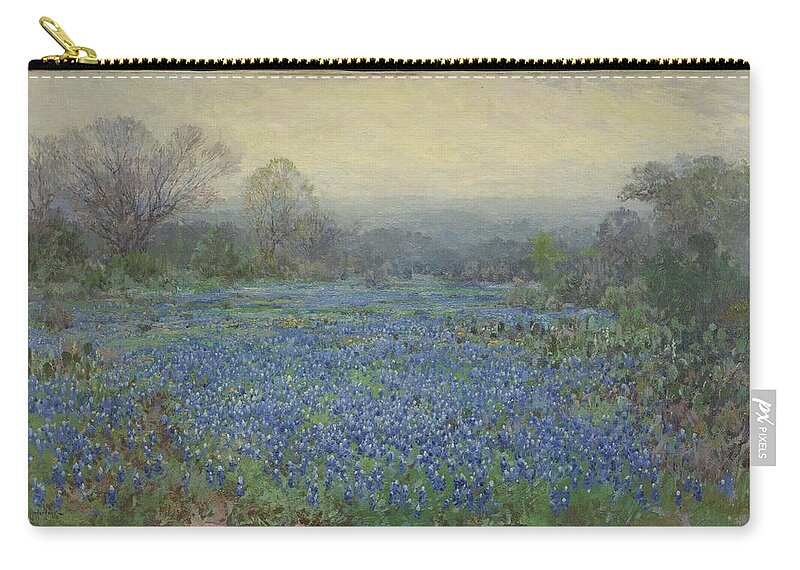 (field Of Bluebonnets) Zip Pouch featuring the painting Field of Bluebonnets by Celestial Images