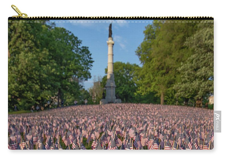 Boston Zip Pouch featuring the photograph Field of Flags at Boston's Soldiers and Sailors Monument by Kristen Wilkinson