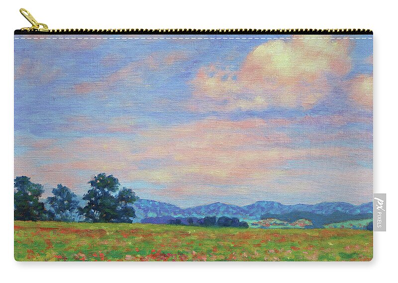 Summer Zip Pouch featuring the painting Field of Flowers- Burkes Garden Fields by Bonnie Mason