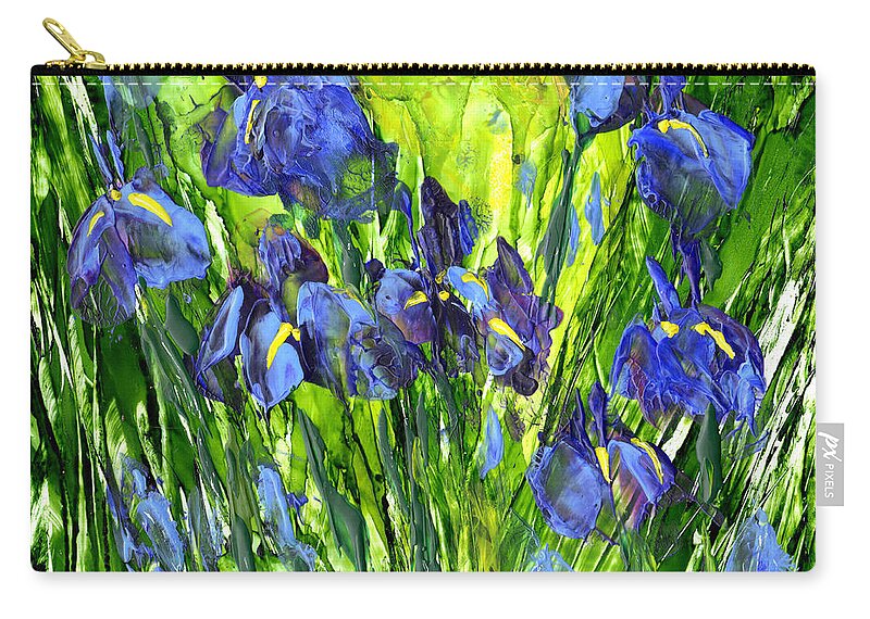 Iris Zip Pouch featuring the painting Field of Irises by Charlene Fuhrman-Schulz