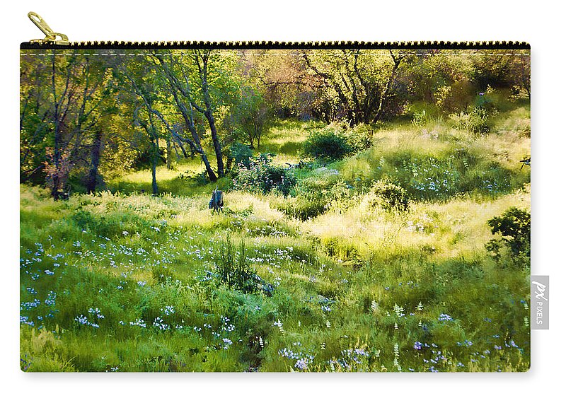 Landscape Zip Pouch featuring the photograph Field of Wildflowers by Susan Eileen Evans