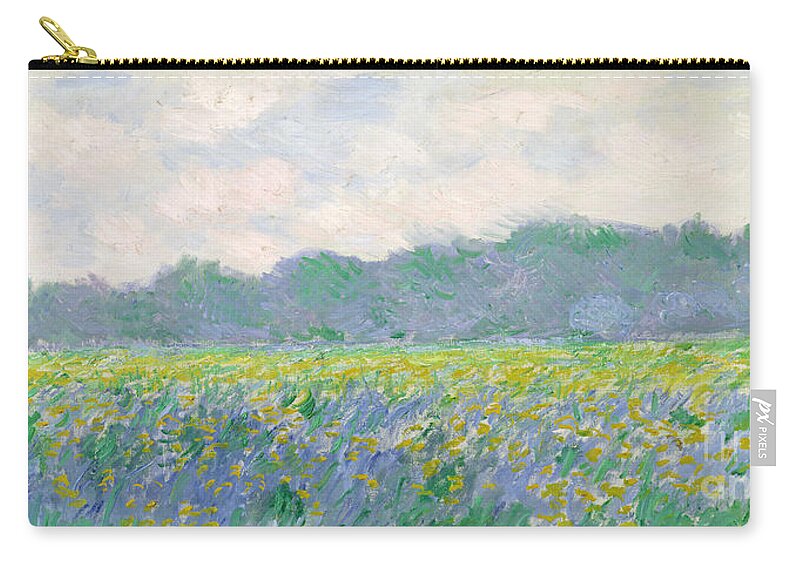 Field Zip Pouch featuring the painting Field of Yellow Irises at Giverny by Claude Monet