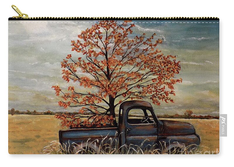 Old Truck Zip Pouch featuring the painting Field Ornaments by Judy Kirouac