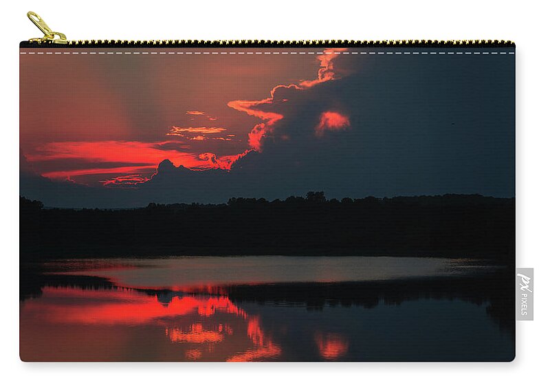 Sunset Zip Pouch featuring the photograph Fiery Evening by James L Bartlett