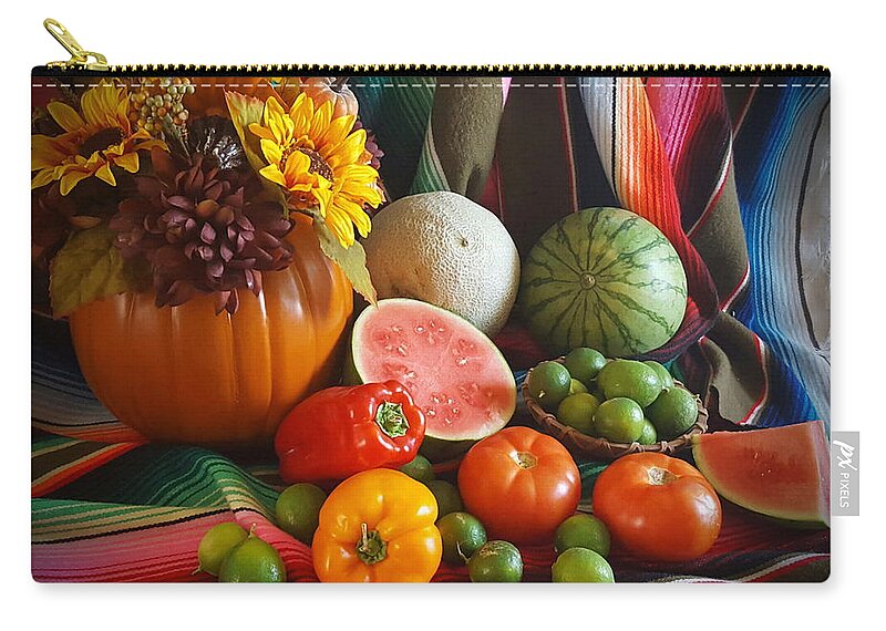 Fall Harvest Zip Pouch featuring the painting Fiesta Fall Harvest by Marilyn Smith