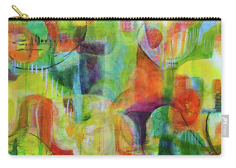 Abstract Zip Pouch featuring the mixed media Fiesta Tango by Christine Chin-Fook