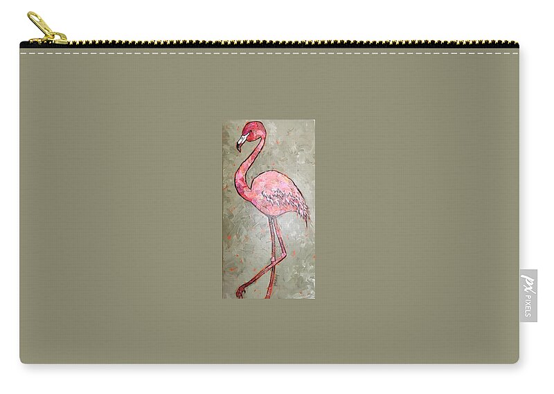 Flamingos Zip Pouch featuring the painting Fifi Flamingo by Phiddy Webb