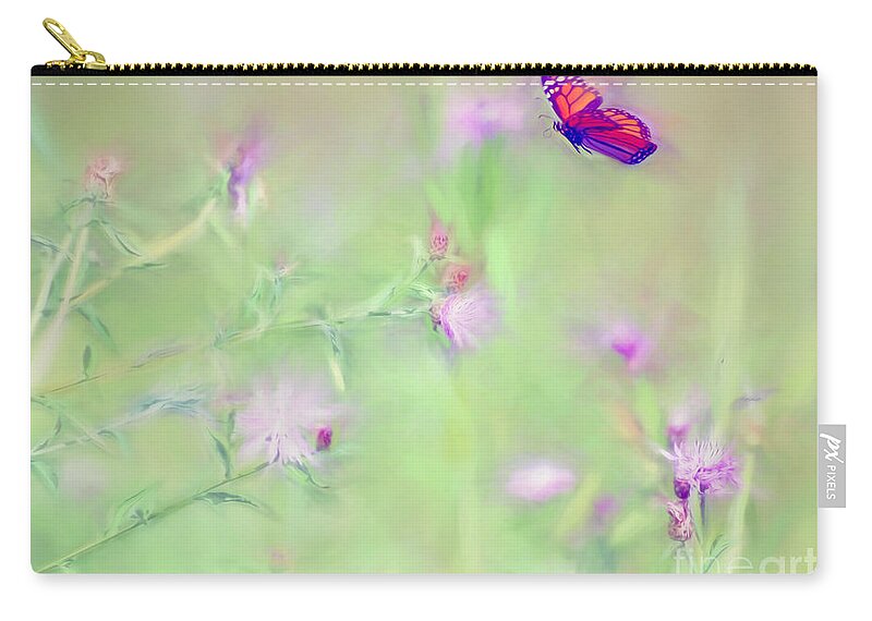 Monarch Butterfly Zip Pouch featuring the photograph Fighting for Flight by Kerri Farley