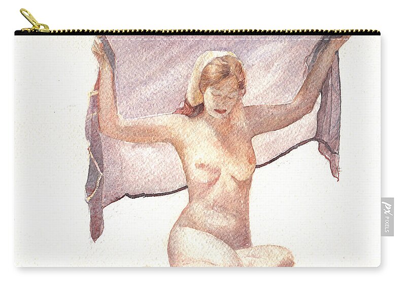 Erotic Carry-all Pouch featuring the painting Figure with Veil by David Ladmore