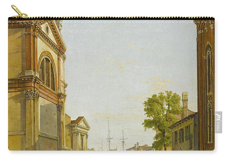 Frans Vervloet Zip Pouch featuring the painting Figures in the Campo della Salute, Venice by Frans Vervloet