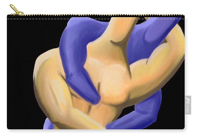 Yellow Zip Pouch featuring the painting Fingermen wrestling by ThomasE Jensen