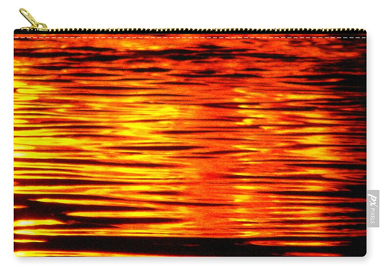 Firewater Zip Pouch featuring the digital art Fire at Night on the Water by Michael Oceanofwisdom Bidwell