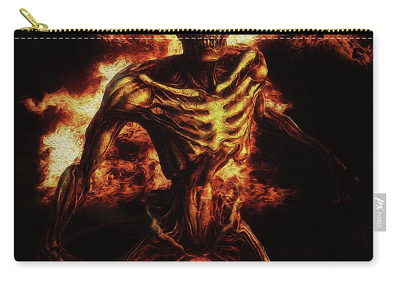 Dead Zip Pouch featuring the painting Fire Demon by AM FineArtPrints