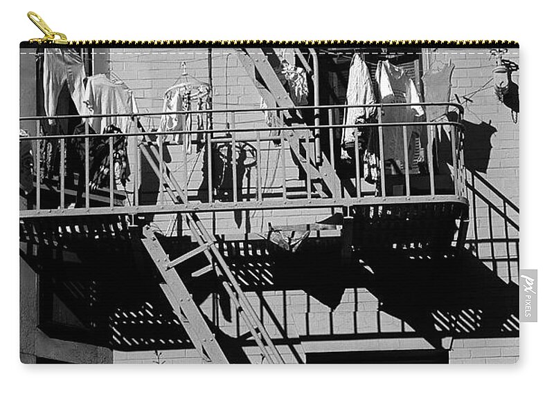 Travel Zip Pouch featuring the photograph Fire Escape China Town by Jim Corwin