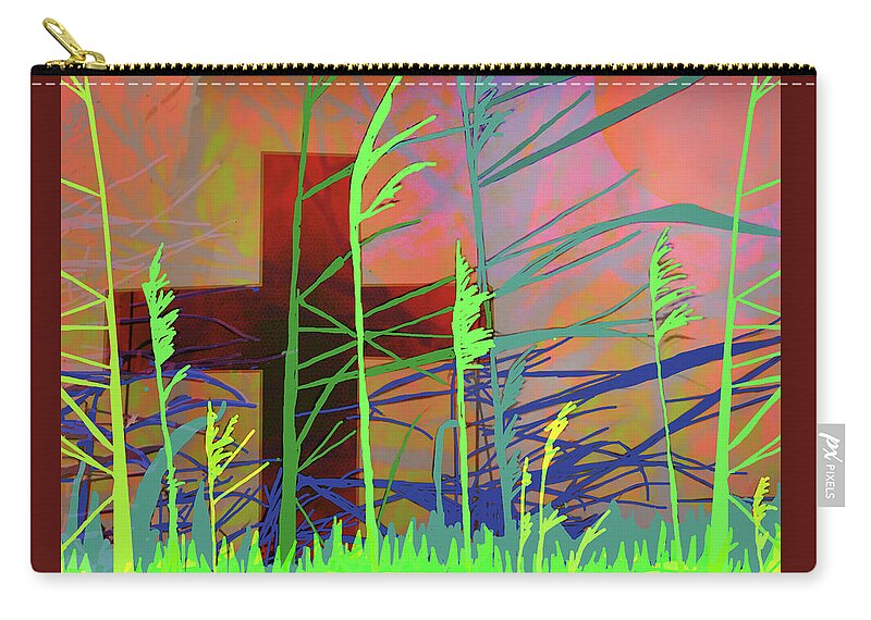 Grasses Carry-all Pouch featuring the digital art Fire In The Grasses by Rod Whyte