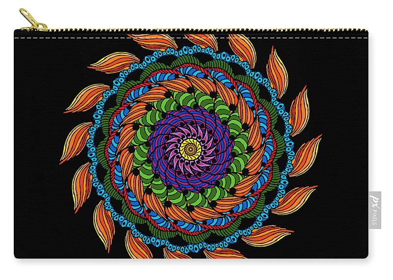 Mandala Zip Pouch featuring the digital art Fire Mandala by Becky Herrera