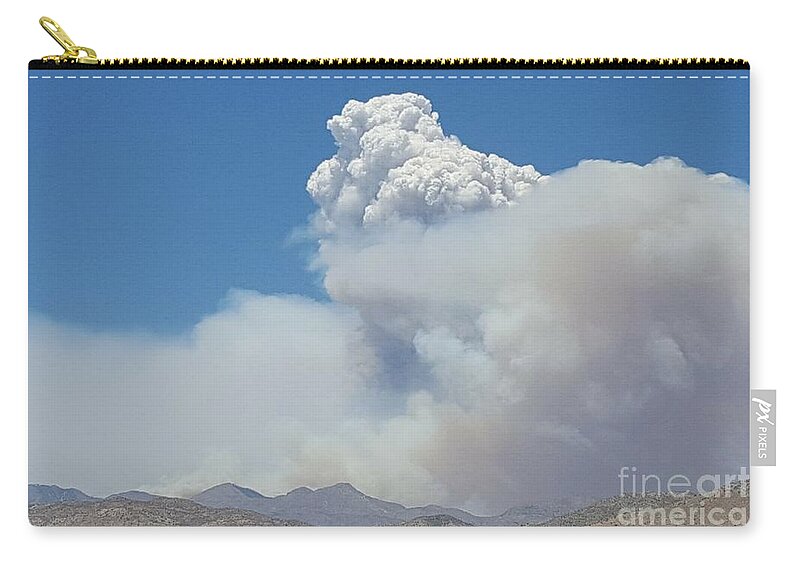 Lake Fire Zip Pouch featuring the photograph Fire On The Mountain by Angela J Wright