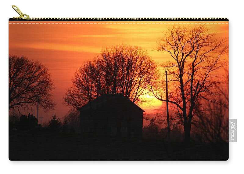 Fire Sunset Zip Pouch featuring the photograph Fire Sunset by Kathy M Krause