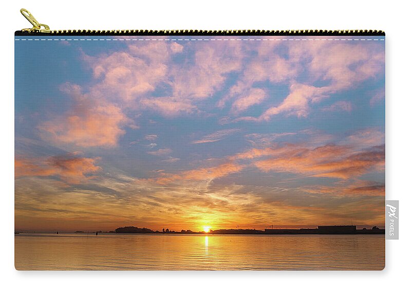 Humboldt Bay Zip Pouch featuring the photograph Fire Sunset on Humboldt Bay by Greg Nyquist