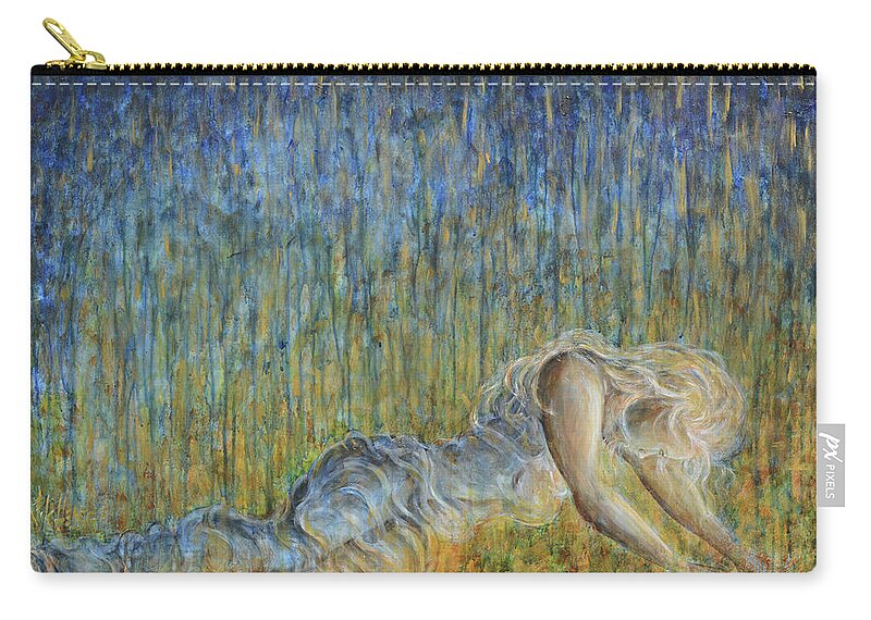 Fire To The Rain Zip Pouch featuring the painting Fire to the Rain by Nik Helbig