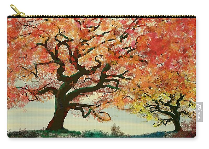 Victor Shelley Zip Pouch featuring the painting Fire Tree by Victor Shelley