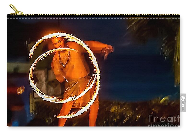 Guam Zip Pouch featuring the photograph Fire Twirl by Ray Shiu