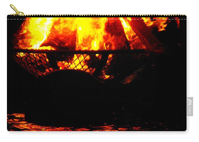 Firewater Zip Pouch featuring the digital art Fire Water Illuminates the Night by Michael Oceanofwisdom Bidwell