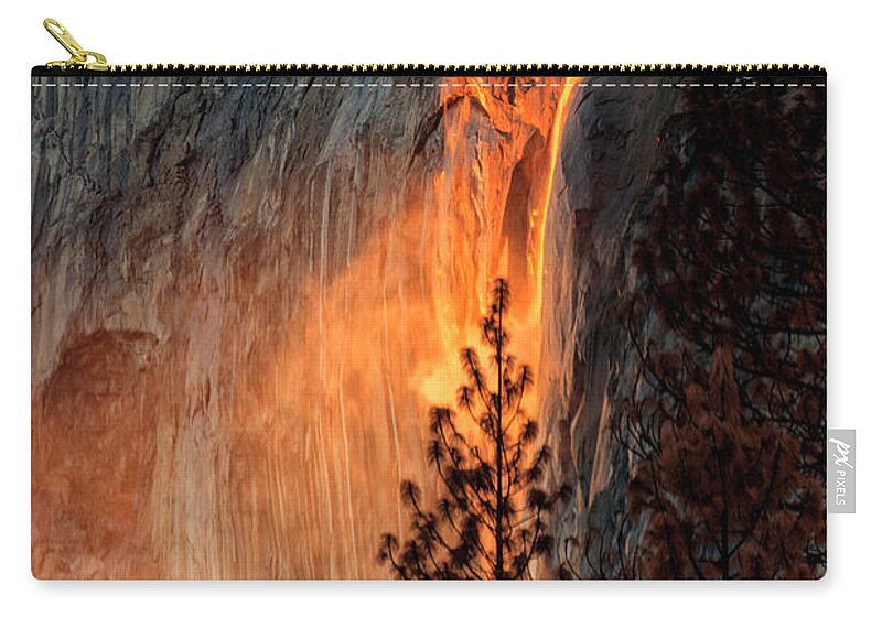 Yosemite Zip Pouch featuring the photograph Firefalls by Erick Castellon