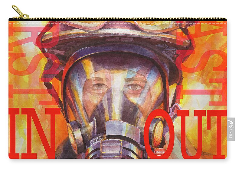 Firefighter Zip Pouch featuring the painting Firefighter by Steve Henderson