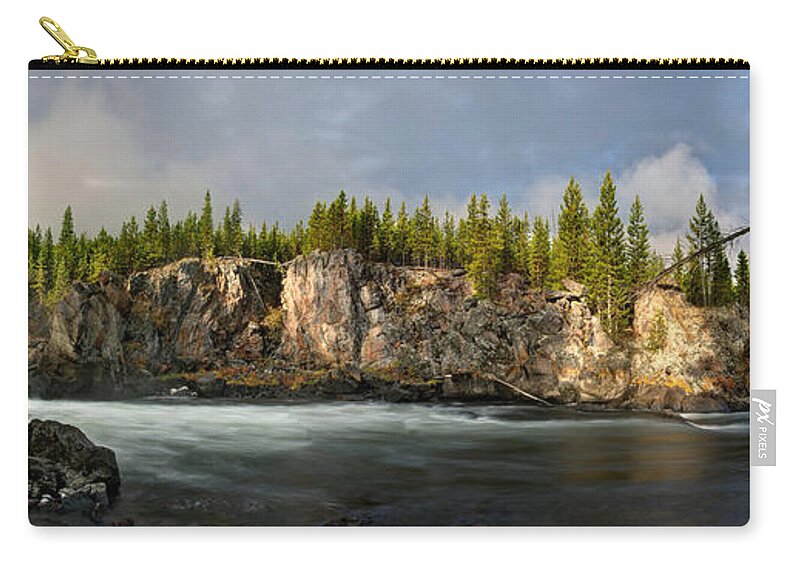 Evergreen Zip Pouch featuring the photograph Firehole River by David Andersen