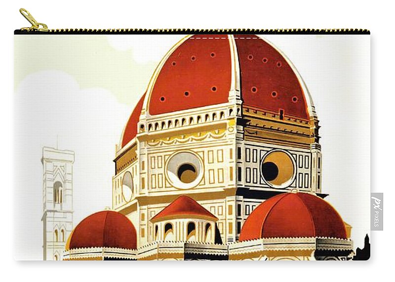 Travel Poster Zip Pouch featuring the painting Firenze travel poster 1930 by Vincent Monozlay