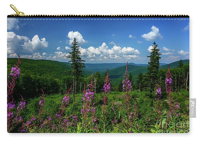 Summer Zip Pouch featuring the photograph Fireweed View Williams River Valley by Thomas R Fletcher