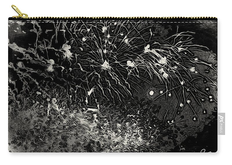 Close Up Photo Fireworks Zip Pouch featuring the painting Firework 12 by Joan Reese
