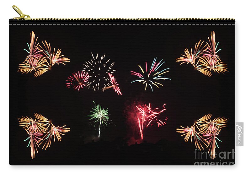 Fireworks Zip Pouch featuring the photograph Firework Frenzy by Steve Purnell